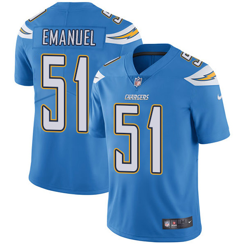 Nike Chargers #51 Kyle Emanuel Electric Blue Alternate Men's Stitched NFL Vapor Untouchable Limited Jersey - Click Image to Close